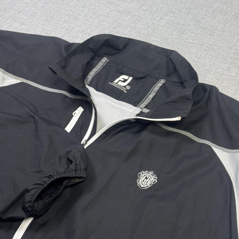 FootJoy Windbreaker Golf Jacket Mens XL Black Full Zip Pockets Collared